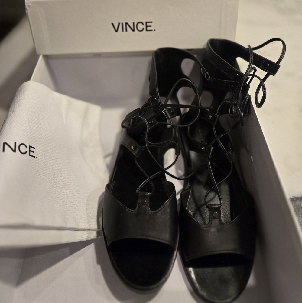 Vince Black Women's Lace-Up Sandals